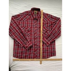 Coevals Club Plaid Pearl Snap Red Shirt Western Mens Size 3XL Long Sleeve - EUC